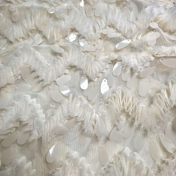 Anthropologie BLUE TASSEL Ivory Semi Sheer Top Sleeveless Embellished - Picture 6 of 10